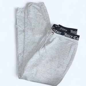 Juicy Couture Light Gray Joggers with Black Logo Waistband
